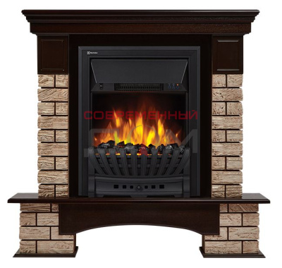 Портал Firelight Forte Wood Classic камень коричневый, шпон темный дуб